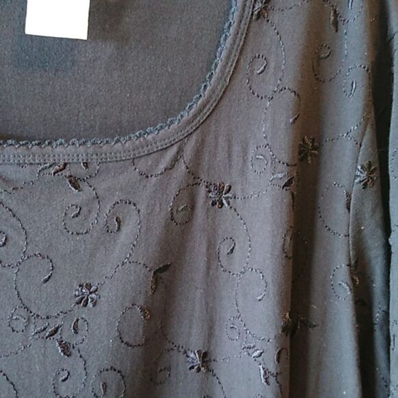 Bobbie Brooks Classic Cotton Navy Maxi Dress Embroidered Bodice - Picture 3 of 6